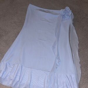 Edikted Light Blue Asymmetrical Skirt with Floral Accent